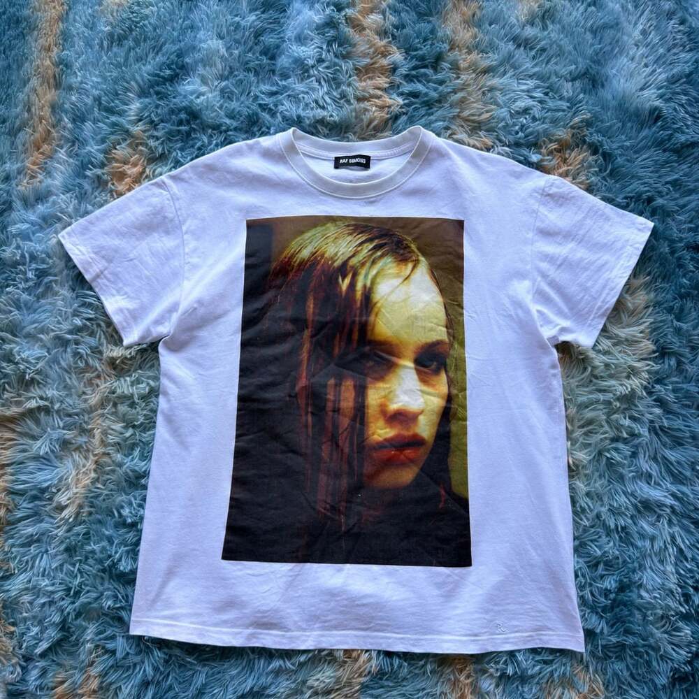 Raf Simons Christiane F Wet Hair Graphic T-Shirt White Size M